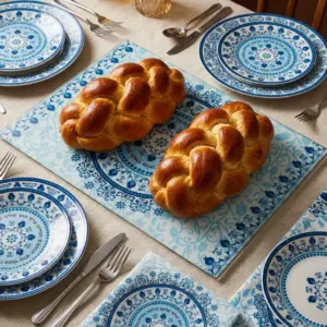 מגש חלה זכוכית עבה בלתי שבירה - גוון כחול 25X37